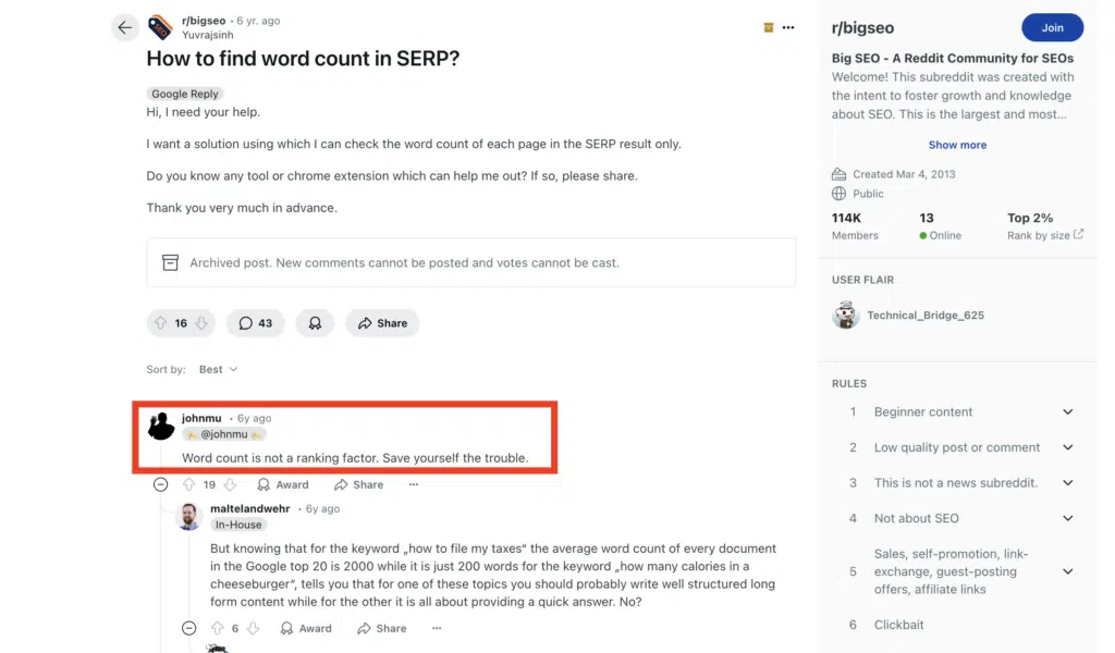 Reddit r/bigseo - odpoveď Johna Muellera z Googlu