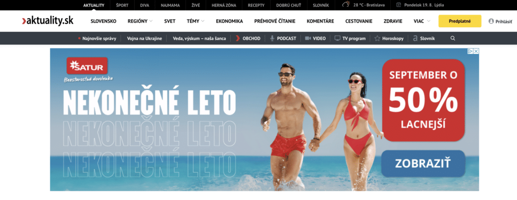 Reklamný banner na webe